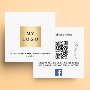 Logo QR code Facebook follow us brand colour Square Business Card