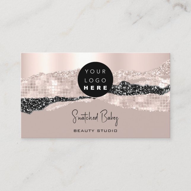 Logo QR Code Hairdresser Makeup Stroke Rose Stroke Business Card (Front)