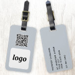 Logo QR Code Light Blue Business Promotional Luggage Tag<br><div class="desc">Simple logo and QR Code design for your business. Replace the logo, QR code destination URL and name and address details with your own - or leave the back blank. Change the background colour in the design tool to customise. Ideal for as a promotional item to give to clients, customers...</div>