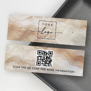 Logo QR code marble look stud earring display card