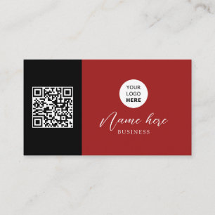 Logo & QR Code   Minimalist Professional Black Business Card