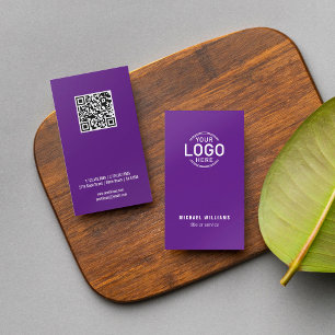 Logo QR Code Minimalist Purple Modern Custom Business Card