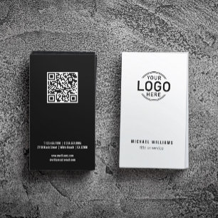 Logo QR Code Minimalist White Black Modern Custom Business Card
