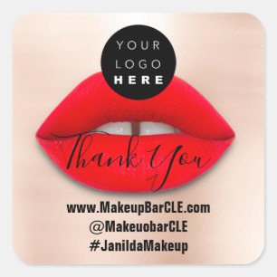 Logo QR Code Name Thank Shopping Red Lips Skin Square Sticker