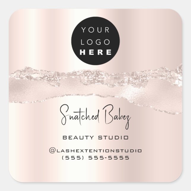 Logo QR Code Online Shop Silver Glitter RosePowder Square Sticker (Front)