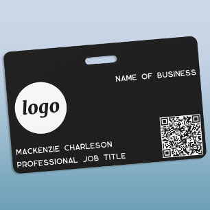 Logo QR Code Professional Business Black Name ID Badge