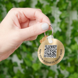Logo QR Code Promotional Gold Key Ring