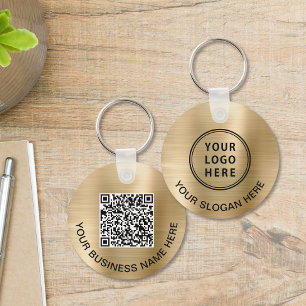 Logo QR Code Promotional Gold Key Ring