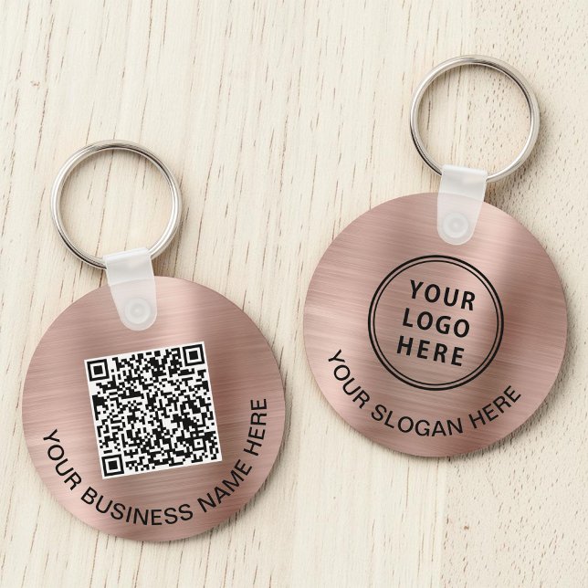 Logo QR Code Promotional Rose Gold Key Ring (Business Logo QR Code Promotional Rose Gold Keychain)