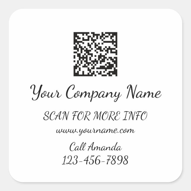Logo QR Code Promotional Shop Black White Square Sticker (Front)