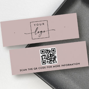Logo QR code rose taupe stud earring display card