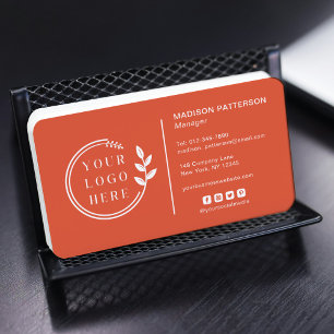 Logo QR Code Social Media Corporate Orange Business Card