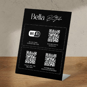Logo QR Code Social Media Wifi Pedestal Sign