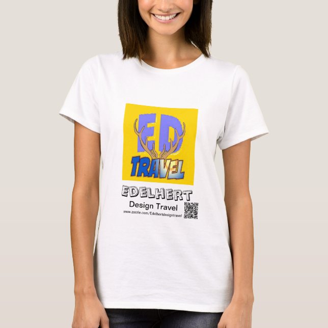 Logo & QR-Code T-Shirt Edelhert Design Travel (Front)