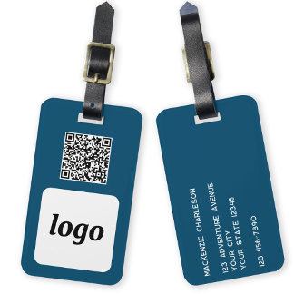 Logo QR Code Teal Green Business Promotional Luggage Tag