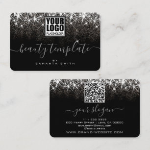 Logo QR Code Template Luminous Platinum Silver Business Card