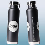 Logo QR Code Text Business Branding Promotional Water Bottle<br><div class="desc">Add your own logo,  QR code website destination and choice of text to this design.  Remove the text if you prefer.  Minimalist and professional to promote brand loyalty.  Great for staff and employee branding,  or as a promotional product for your clients and customers.</div>