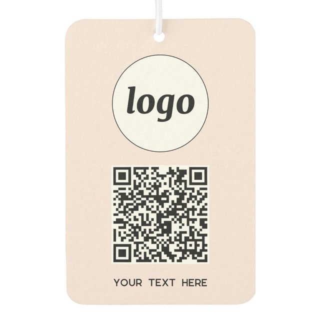 Logo QR Code Text Business Promotional Blush Pink Car Air Freshener (Simple logo QR code custom text business branding promotional car motor vehicle air freshener)