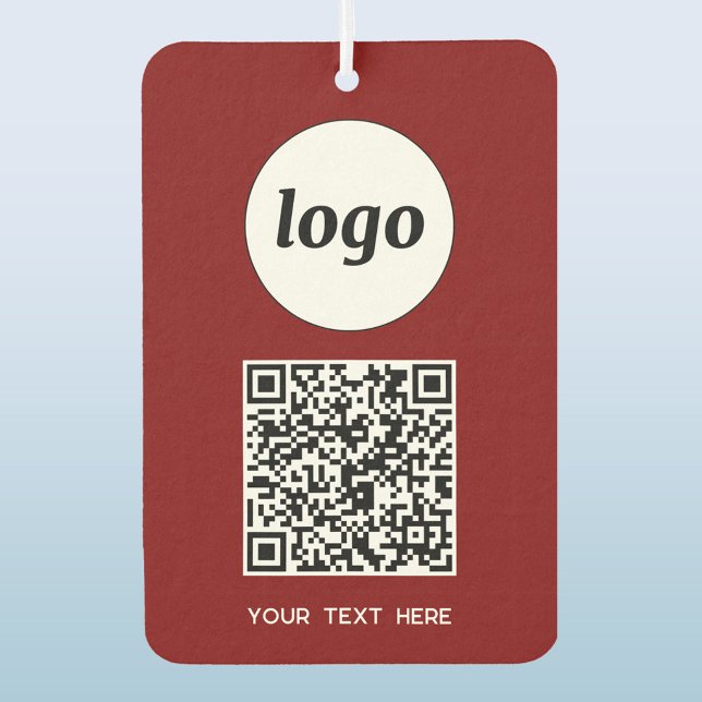 Logo QR Code Text Business Promotional Burgundy Car Air Freshener (Simple logo QR code custom text business branding promotional car motor vehicle air freshener)
