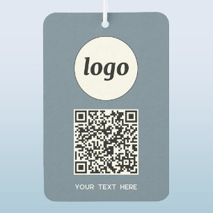 Logo QR Code Text Business Promotional Dusty Blue Car Air Freshener