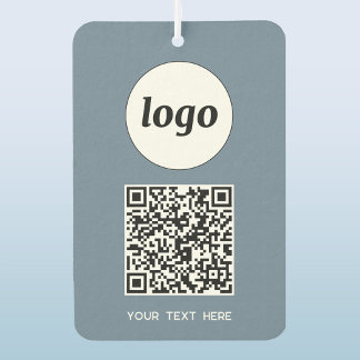 Logo QR Code Text Business Promotional Dusty Blue Car Air Freshener