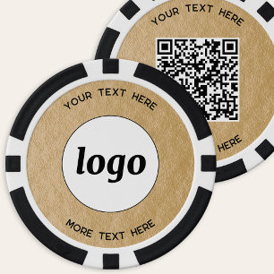 Logo QR code Text Business Promotional Gold Poker Chips
