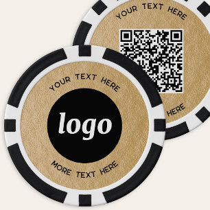 Logo QR code Text Business Promotional Gold Poker Chips