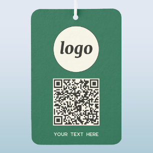 Logo QR Code Text Business Promotional Green Car Air Freshener