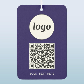 Logo QR Code Text Business Promotional Navy Blue Car Air Freshener