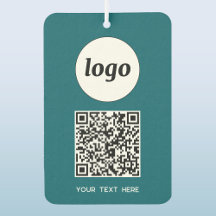 Logo QR Code Text Business Promotional Teal Green Car Air Freshener