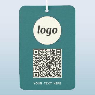 Logo QR Code Text Business Promotional Teal Green Car Air Freshener