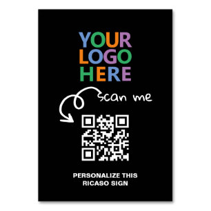 Logo QR Code Text Custom Personalized Table Cards