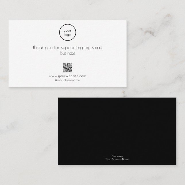 Logo QR Code Thank You Card Small Business (Front/Back)