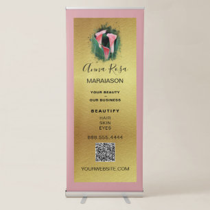 *~* LOGO QR Floral CALLA Gold Foil Store Shop Ret Retractable Banner
