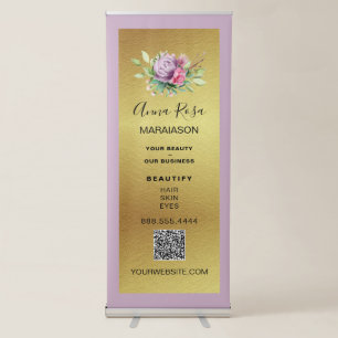 *~* LOGO QR Lavender Gold Foil Store Shop Expo Retractable Banner