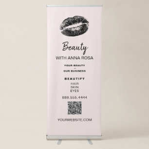 *~* LOGO QR LIPS Blush Pink Store Shop Expo Retractable Banner