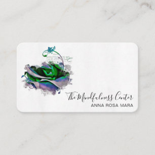 *~* Logo QR Teal Blush Rose Floral Flower Business Card