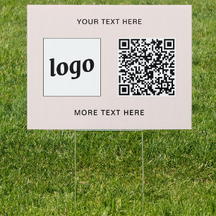 Logo QR Text Promotional Business Blush Pink Garden Sign