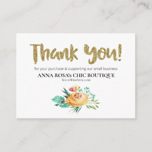 *~* LOGO QR THANK YOU Review ROSES FLORAL AP8 Enclosure Card