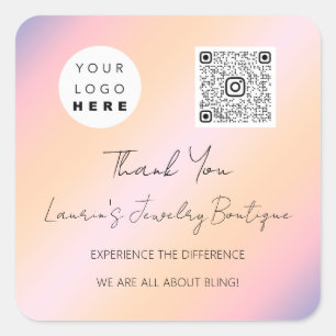 Logo QrCode Online Shop Holographic Square Sticker