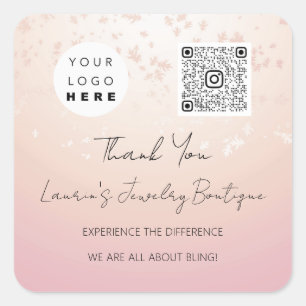 Logo QrCode Online Shop Powder Rose Square Sticker