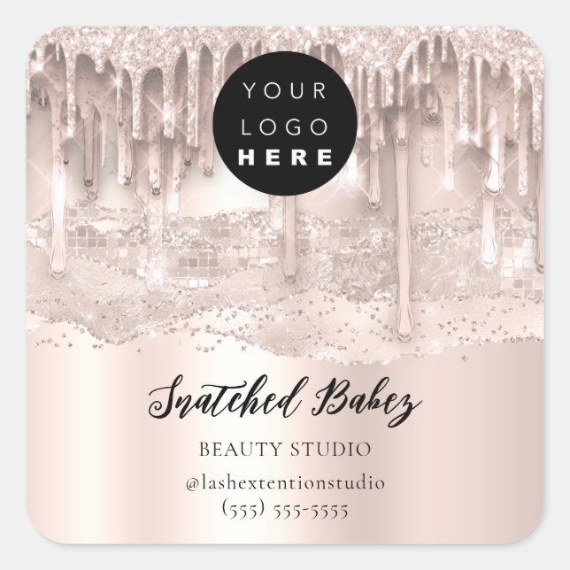 Logo QRCode Online Shop Strokes Rose Drips Square Sticker (Front)