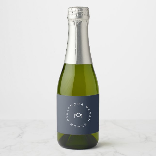 Logo Real Estate Sparkling Wine Gift For Client Label (Front)