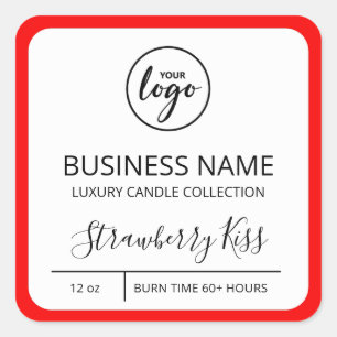 Logo Red Border Soy Candle Label