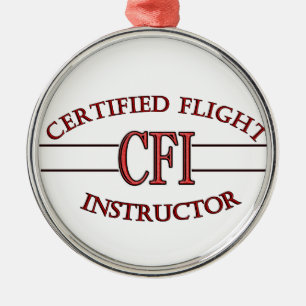 LOGO RED CSF CERTIFIED FLIGHT INSTRUCTOR METAL TREE DECORATION
