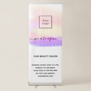 Logo reopening beauty salon light white pastel retractable banner