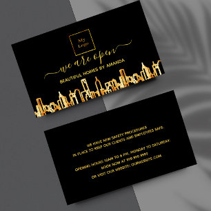 Logo reopening business city home cleaning service card