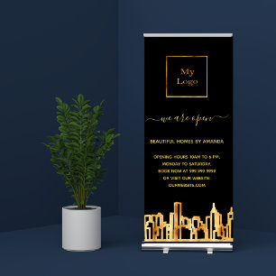 Logo reopening business city home cleaning service retractable banner