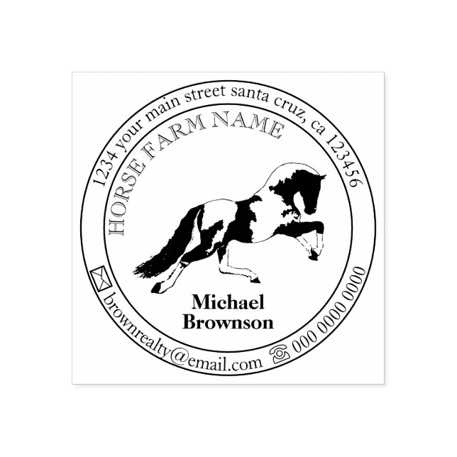 Logo Representing Running Horse Rubber Stamp (Imprint)