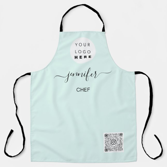 Logo Restaurant Bakery Catering Cake Aqua Apron (Front)